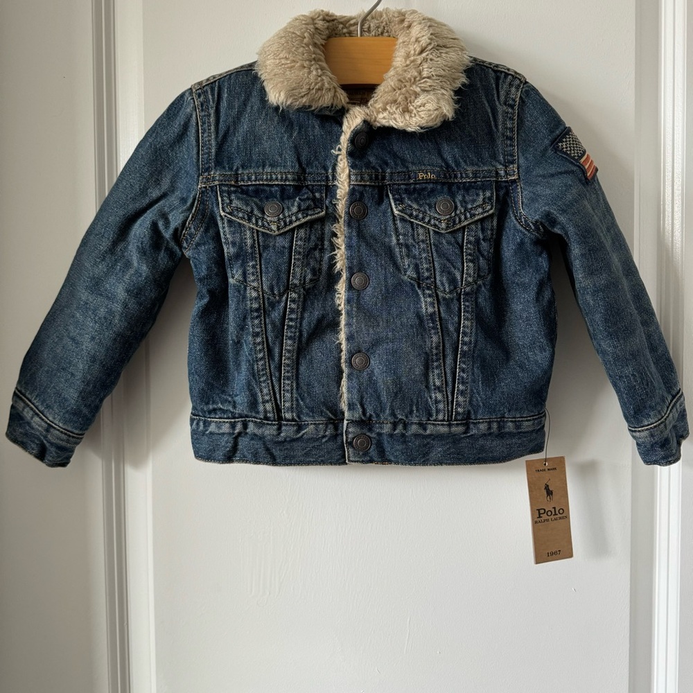 New Toddler Polo Ralph Lauren Teddy Trucker Denim Jacket
